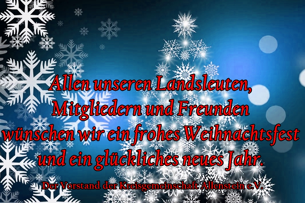 Weihnachtsgrüße - Kreisgemeinschaft Allenstein e. V.