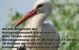 Termin Kreistagssitzung 2022 Kreisgemeinschaft Allenstein e.V.